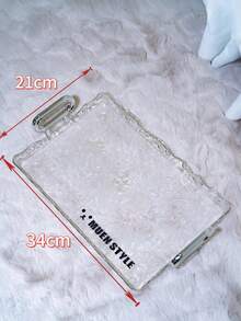 1 pieza Bandeja de almacenamiento de cosméticos de acrílico, duradera y fácil de limpiar, diseño individual de ondas de agua, adecuada para almacenar cosméticos, artículos de tocador, cajas de toallas, apta para usar en dormitorios, salas de estar, baños, bolsas de maquillaje, esenciales de viaje - transparente - Ver 7