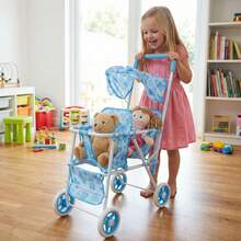 Estos dos juguetes de cochecito de metal plegables son un regalo perfecto de Navidad, cumpleaños o Año Nuevo para una niña. - Azul - Ver 4