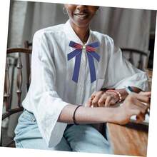 GALPADA Pajarita Cinta De Diamantes De Imitacin Broche De Diamantes De Imitacin Cinta para Arcos Corbata De Diamantes De Imitacin Lazos para El Cabello Las Mujeres Broche De Arco - 17X13.5X1.5CM + azul - Ver 2