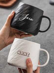 1个18.5盎司个性化极简马克杯，可定制姓名，大容量，适合办公室和家庭使用 - 定制设计，新颖独特，白色茶杯，冬夏皆宜，独特的生日礼物、家庭聚会礼物、节日礼物，可重复使用，优雅美观 - 多色 - 查看 4