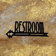 CIF BUY 1个重型金属卫生间指示牌，带黑色箭头方向指示，易于安装，适用于家庭和办公室卫生间，经久耐用的2D设计，理想的乔迁礼物 - 彩色 - 查看 8
