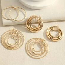 16Pcs Minimalist Metal Twist Hoop Earrings For Women - Daily/Party/Beach Jewelry Fashion Statement Accessories - 金黃色 - 查看 6