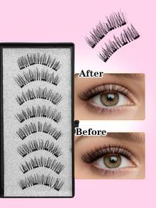 Waloshow 2 Paia di ciglia magnetiche con pinzette professionali, riutilizzabili, ciglia fitte a incrocio, design misto di ciglia naturali, adatte per uso quotidiano, lavoro, studio, viaggio, feste e altre occasioni - nero - Visualizzare 17