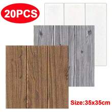 3D Wood Effect Tile Brick Wall Stickers Self-Adhesive Waterproof Foam Panel - Brown - View 3