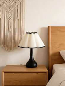 1pc USB Powered White Lampshade Desk Lamp, Retro Style Bedside Lamp, Suitable For Bedroom, Hostel, Dining Room, Camping, Warm Light Atmosphere Lamp - Black - View 3