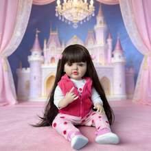 Muñeca bebé Reborn de Body completo de 22 pulgadas (55 cm), bebé niña recién nacida realista, lindo regalo de cumpleaños, ropa y juguete de baño intercambiables (estructura anatómica precisa) - Rojo - Ver 4