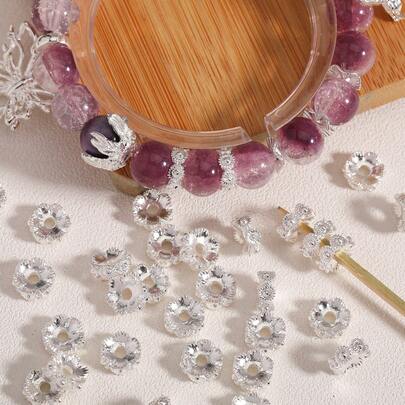 10/20/30pcs Flower Spacer Beads, Flower Receptacle Beads, DIY Accessory Beads, Bracelet Materials, Beaded Stringing Supplies, Handmade Three-Dimensional Flowers