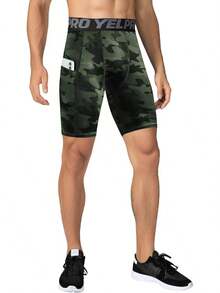 TendenciaPantalones cortos deportivos de compresión para hombre, de elastano, para correr, entrenamiento, con bolsillos, capa base activaCalidad premium - Ca Verde+CA Negro+Blanco - Ver 3