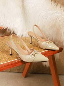 Giày cao gót mũi nhọn cổ thấp thời trang, đa năng, giày công sở sành điệu dành cho nữ, giày bít mũi thấp thanh lịch cho quý cô. - Màu be - Xem 5
