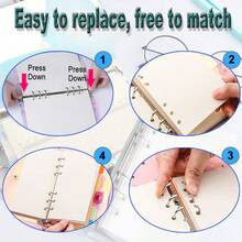 1个A5/A6透明软PVC六孔预算活页夹，可搭配计划本活页夹封面，带保护套，按扣闭合，适用于会议、旅行、办公用品、学习用品（款式随机），不含笔