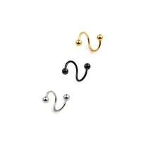 2/3pcs 16G S Lip Ring ﻿18K Gold Plated Spiral Barbell Cartilage Earring Nose Tragus Eyebrow Hoop Helix Piercing Jewelry Black Belly Button Hoop Twisted Bar Studs 3mm Balls Women And Men Body Piercing Jewelry