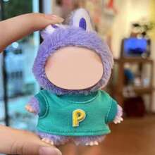 [Only Doll Clothes] Creative New 10cm Plush Doll 4th Generation Labobo Mini 4.0 Secret Code Mini Pendant Plush Doll Replacement, English Letter T-Shirt For Labubu