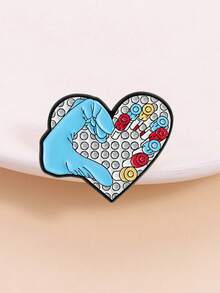 Medical Heart Blood Collection Tube Enamel Brooch Blue Glove Nurse Lab Tech Metal Pin Bag Decor Accessory - Multicolor - View 1