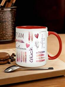 1 Set Of 11 Ounce Ceramic Coffee Cup, Mindfulness Cup Design, Flower, Courage, Happiness, Trust, Motto, Lavender Farm, Couple Mug, Friend Commemorative Cup, Hand Wash Only, Suitable For Hot And Cold Drinks, Boyfriend And Girlfriend Gifts, Christmas Gifts, Birthday Gifts - Multicolor - View 11