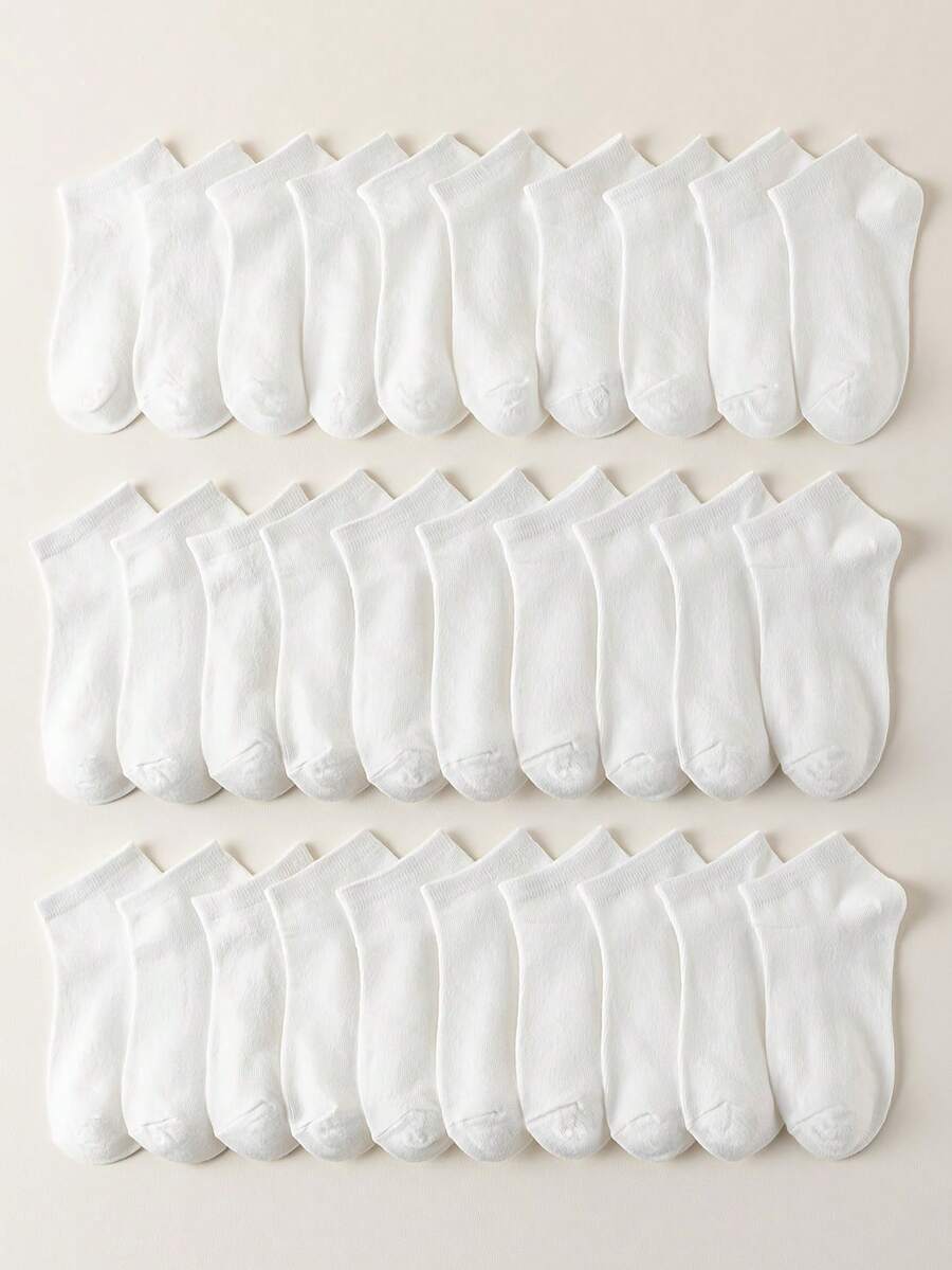 5/10/20 Đôi tất trắng cổ ngắn cho trẻ em, tất thể thao, tất trẻ em, thoáng khí, thoải mái, mềm mại, thích hợp cho mặc hàng ngày/chạy bộ/mặc thường ngày, phù hợp cho bé trai và bé gái từ 1-16 tuổi. - Nhiều màu - Xem 1