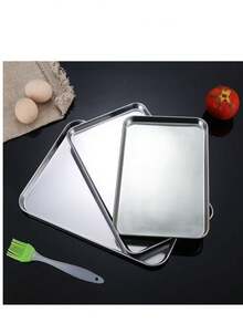 1个/5个装不锈钢托盘，适用于烧烤、烘焙、烤制和蒸煮。平底设计，兼具食物储存功能。家居厨房/餐具/托盘