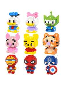 6cm High Brick Building Blocks, Mickey Mouse, Nick, Stitch Cute Mini Desktop Decor, Teenage Toys, Room Decoration, Anime Cartoon, Holiday Gift, Birthday Gift, Halloween, Christmas - Multicolor - View 3