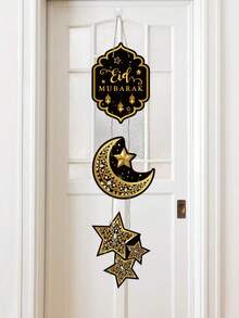 1 món đồ trang trí treo cửa Eid Mubarak màu đen và vàng, mặt dây chuyền trang trí cửa Eid Al-Fitr, bảng giấy chúc mừng Eid, cờ treo hiên nhà, thiết kế đèn lồng trăng sao, vật dụng trang trí Ramadan, phông nền treo tường tiệc Eid, trang trí nhà cửa Ramadan 2026, trang trí phòng, đồ trang trí treo Eid, quà tặng tiệc Eid Al-Fitr, đồ dùng tiệc Eid, trang trí Eid Mubarak, trang trí Eid Al-Adha - Eid đen và vàng - Xem 3