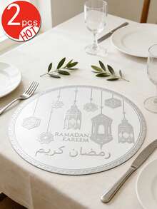 6/12pcs Gold Star & Moon Placemats, PVC Material Vase Pads 38cm, Washable, Easy To Clean, Wipe-Able, Non-Slip, Heat-Resistant, Suitable For Room Decor, Dining Table Decor, Home Decor, Party Decor, Suitable For Holidays, Parties, Gatherings, Birthdays, Weddings, Gifts, Dinners, Outdoor, Picnics - Multicolor - View 10