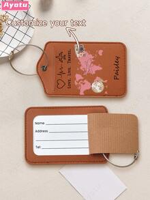 Ayotu Customized Airplane Map Camera Pattern Luggage Tag (Can Be Customized With Name And Text), Travel Cruise Luggage Label, Backpack, Handbag And Schoolbag Label, Personalized Card Holder, Business ID Travel Tag, Essential For Group Travel, Activities And Company Trips, Creative Valentine's Day, Birthday And Holiday Gift ,Holiday Essential, Id Card - Multicolor - View 8