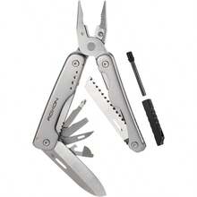 ROXON S803E Flash Multitool con 20 funciones que incluyen alicates fuertes varilla de pedernal y cuchillas bloqueables de tamaño completo para herramienta de supervivencia esencial para exteriores - Gris - Ver 1