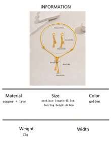 3pcs/Set Fashionable Middle Eastern Style Tassel Pendant Necklace, Earrings, Bracelet Jewelry Set (Bead Texture Random) - LNS0674-1 - View 7