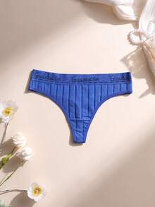 9 Pcs Women's Low Waist Seamless Thong Ribbed Cotton Panties Sexy Letter Belt Briefs Lingerie Comfortable Underwear