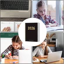 Planificador Semanal 2026, Agenda De Planificacin De 12 Meses Con Encuadernacin En Espiral, Planificador Semanal Mensual Diario 2026, para Escuela Universidad Estudiantes Profesores Mujeres Familia - Negro - Ver 4