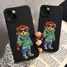 Caso de teléfono suave de ojos de ángel con patrón de oso guitarra impresión UV mate cubierta de teléfono de 360 grados protección completa para iPhone 11 12 13 14 15 17 Pro Max 16 Plus SE Mini para teléfono inteligente - Negro - Ver 8