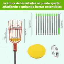 Recogedor de Frutas Harvester - Herramienta de Alto Alcance para Manzanas, Naranjas, Aguacates, Nueces, Limones y Mangos - Estructura Metálica Duradera - 2,4 millones - Ver 5