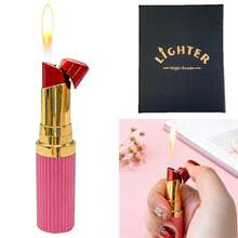 Elegant Pink Lipstick Lighter - Reusable Metal Lighter, Portable & Stylish Zinc Alloy + ABS Design, Perfect Gift For Women, Butane Gas Not Included - 玫紅色 - 查看 2