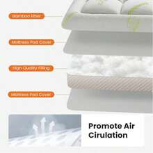 Ultra Soft Queen Size Mattress Topper - Viscose Made From Bamboo Pillow Top Mattress Pad For Back Pain Relief - Naturally Cooling For Hot Sleepers - Green - View 7