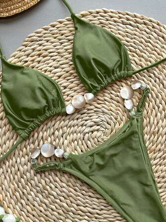 بكيني بقطعتين من قطعة واحدة بألوان صلبة، موضة أوروبية وأمريكية جديدة للنساء لعام 2025