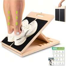 Adjustable Portable Wooden Slant Board For Calf Stretching - 300 Lbs Weight Capacity Foldable Calf Stretcher Board With 4-Level Smart Angles For Leg Exercises Squats Calf Stretching And Physical Therapy Home Fitness Equipment Home Gym Equipment - A - 查看 2