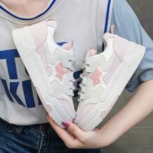 复古小众休闲硫化女鞋，透气白色运动鞋，适合春秋季穿着 - 粉色 - 查看 3