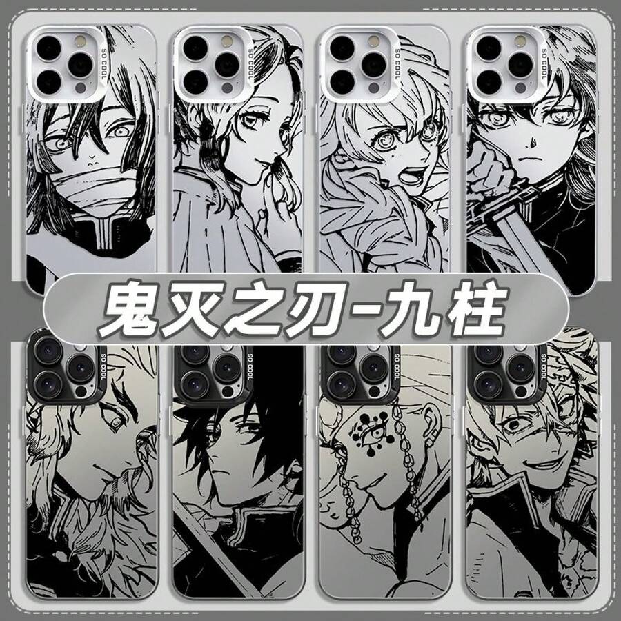 Funda de teléfono premium de envío nacional de Anime Nine Columns ♡ Funda de Teléfono Anime para Apple 17/16/15/14/13/12/11/air/Pro/ProMax Galaxy S20/S21/22/S23/S24/S25 Plus, Fe, Ultra, A05/A13/A15/A16/A24/A25/A35 Redmi Note13ProPlus/Note14ProPlus, Pixel, MotoG86, G56, Funda de Teléfono Duradera Antihuellas - H4698G - Carcasa vibrante de dos tonos en negro claro de luna - Ver 1