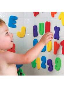 36 letras y números de espuma suave ABC 123 para baño, juguetes de aprendizaje temprano de letras de espuma para bebés - Multicolor - Ver 2