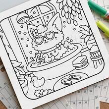 Dreamy Coloring Book, Upgraded Thick Paper, 24 Pages Adult Coloring Book, Exquisite And Easy To Use, Minimalist Large Designs, Relaxing, Suitable For Christmas, Halloween, Birthday, Children's Day, Student Supplies, Back To School Supplies, School Supplies. [Essential For Hand Drawing] - Dreamy Friends - View 7