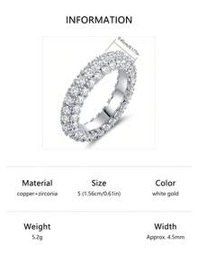 Anel minimalista, moderno e versátil, todo cravejado de strass, estilo hip-hop urbano, em cobre. Luxuoso e personalizado, perfeito para mulheres, para uso diário, festas, como acessório ou presente de Natal. - Diamante completo - Ver 12