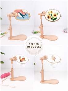 1个山毛榉木旋转绣架，便携式桌面十字绣框，多功能DIY针线活绣绷支架，易于组装，方便从不同角度刺绣，附带1个绣绷 - 杏色 - 查看 8