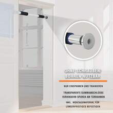 Klimmzugstange, Türreck, verstellbar von 62 cm bis 100 cm, ohne Schrauben montierbar, rutschfest, sicherer Halt, Schaumstoffgriffe(Blau) - Schwarz und blau - Übersicht 8