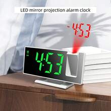1pc Creative Mirror Digital Alarm Clock, LED Multi-Function Large Screen Digital Display Alarm Clock, Multi-Function Projection Alarm Clock, Luminous Silent Home Clock, Your Perfect Holiday Gift - Multicolor - View 2