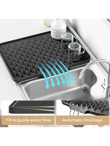 1pc Kitchen Non-Slip Silicone Drainage Mat, Multi-Purpose Heat-Resistant Mat, Non-Slip, Quick-Drying, Dishwasher, Suitable For Kitchen Countertop Protection And Pot/Dish Rack, Kitchen Essential | Modern Kitchen Mat | Durable Kitchen Utensil, Built-In Drainage Design, Heat-Resistant And Easy To Clean, Suitable For Countertop, Sink, Refrigerator, Etc. [Please Check Size Carefully] - Multicolor - View 2