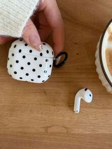极简韩风黑白波点Pro 3耳机保护套，兼容第三代，保护套兼容苹果第二代新款，小众心形吊坠，防摔，兼容第四代