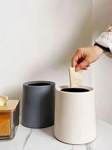 Mini Desk Trash Can Plastic Tabletop Waste Basket For Storing Fruit Peel And Paper Scraps To Keep Tidy Durable Trash Storage Bin Multipurpose Storage Bucket For Women Men For Bathroom Home Office Coffee Table Office Living Room Study Garbage Container Desk Organizer Home Storage And Cleaning Supplies Room Decor - White - View 2