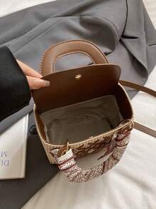 1 Peça Bolsa Bordada Feminina com Decoração de Lenço Colorido na Moda, Bolsa Transversal Clássica Adequada para Ir ao Trabalho, Compras e Presente