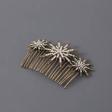 Large And Small Diamond-Studded Starry Sky Vintage Hair Comb Alloy Women's Butterfly Hair Accessory Hair Comb European And American Cross-Border Manufacturer - 銅色 - 查看 8