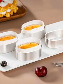 10pcs Anodized Aluminum Oval Mini Cheesecake Molds, Oval/Round/Baking Rings, Suitable For Japanese Souffle Cheesecake And Cookie Cutting, Cookie Molds, Silver Baking Tools - Silver - View 6
