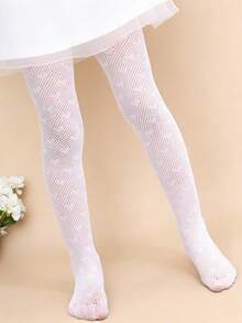 2 Cặp quần tất lưới Jacquard họa tiết trái tim cho bé gái, phù hợp cho mùa xuân/hè - Nhiều màu - Xem 2