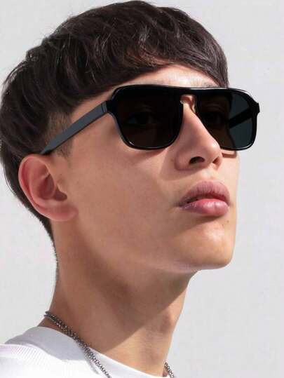 1 PC Men's Square Fashion Glasses Protection Polycarbonate Temples Oversize Frame Lighhtweight For Outdoor
